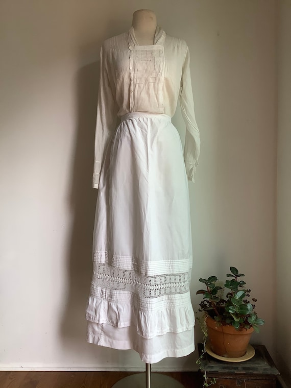 Antique skirt - antique cotton skirt - white cotto