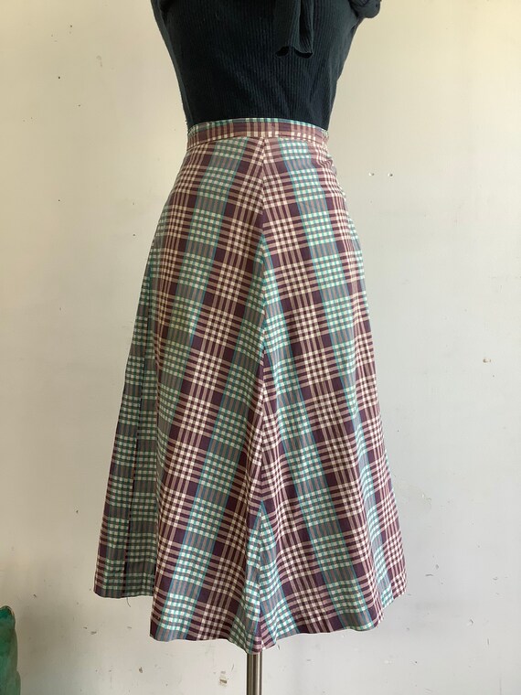 Vintage cotton skirt - 1940s checkered skirt - vin