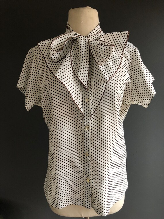 Vintage 1970s Lee polka dot blouse - image 2