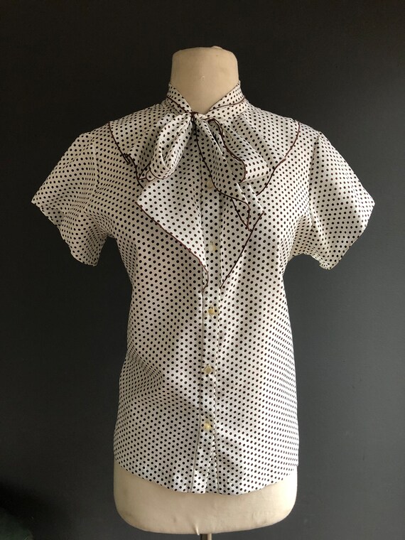 Vintage 1970s Lee polka dot blouse - image 1