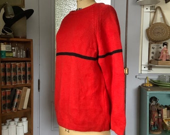 1980s red wool knit sweater