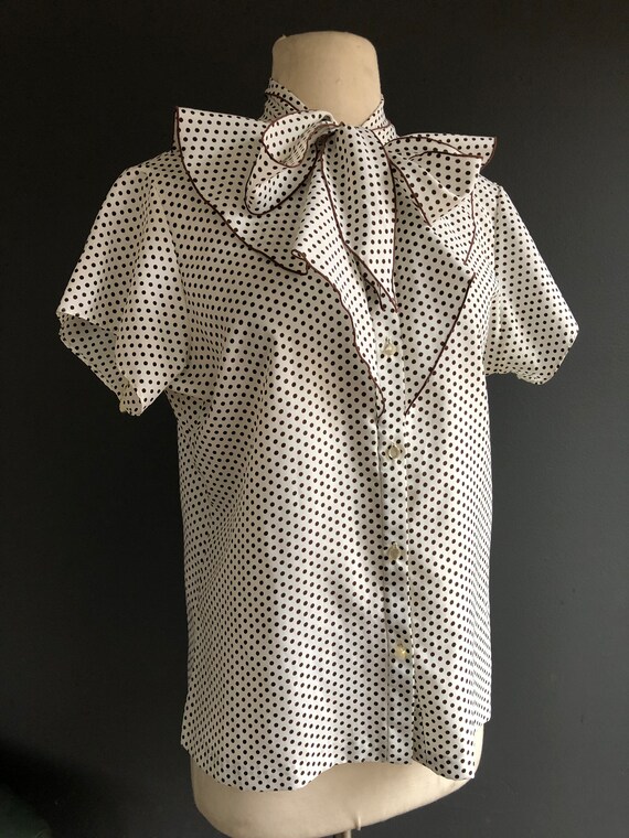 Vintage 1970s Lee polka dot blouse - image 3