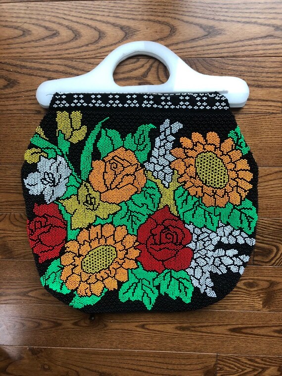 1960s beaded bag - vintage beaded handbag - 1960s