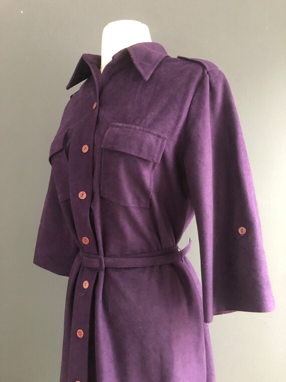 1980s Deep Purple button up belted dress, by Sans… - image 2