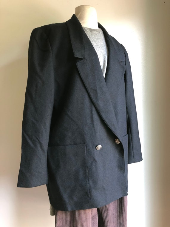 Vintage wool black blazer 1980s - image 2