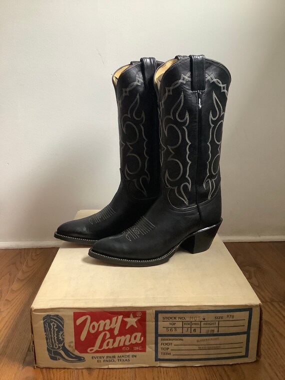 Vintage cowboy boots - 1970s cowboy boots - black
