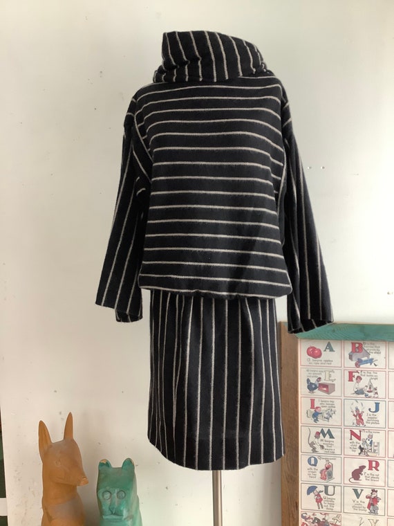 Vintage two piece set - 1970s set - striped dress
