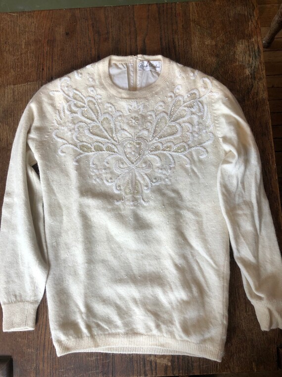 Vintage pullover - 1980s pullover - beaded pullove