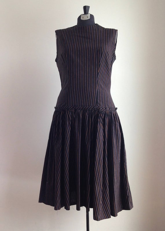 Vintage 1950s dress - Vintage pinstripe dress - Vi