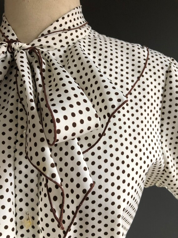 Vintage 1970s Lee polka dot blouse - image 5