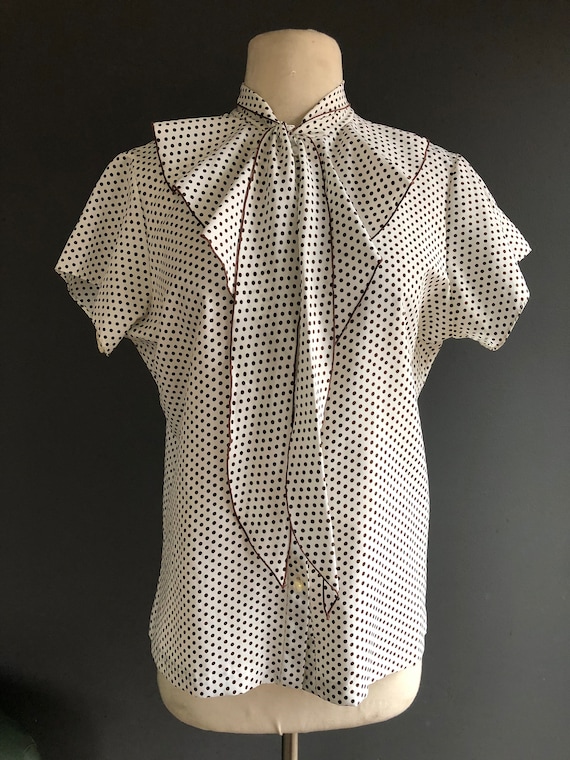 Vintage 1970s Lee polka dot blouse - image 4