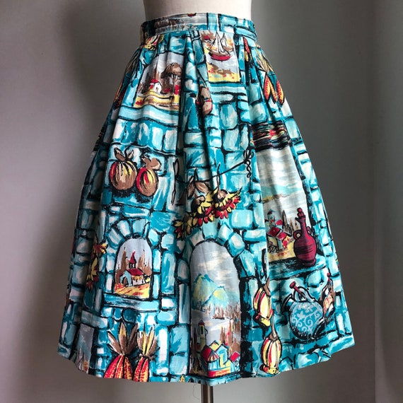 1950s printed skirt - 1950s skirt - vintage skirt