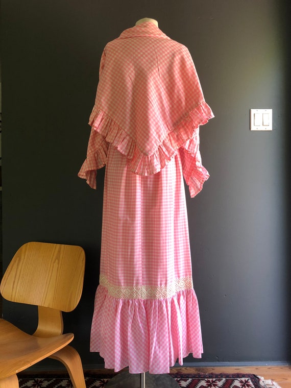 Pink and white Gingham dress - late 1960s dress -… - image 5