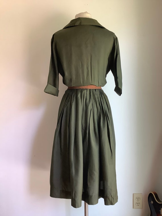 Vintage 1950s olive green dress - image 5