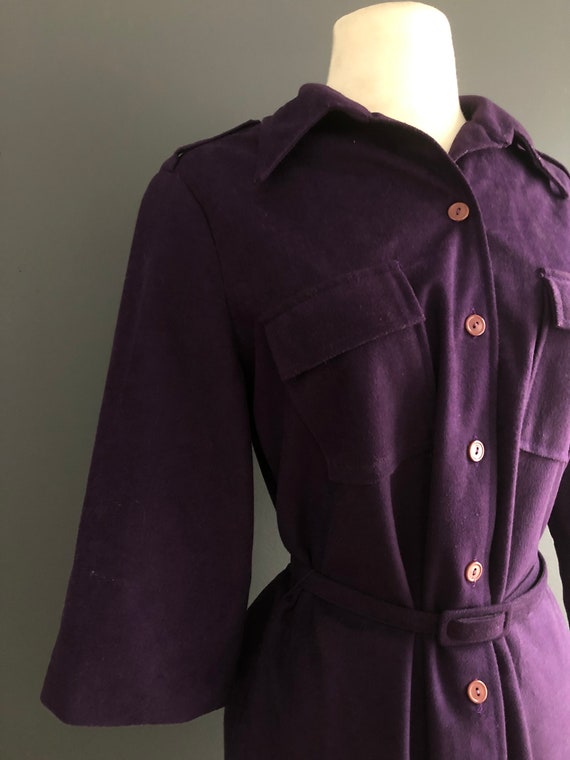 1980s Deep Purple button up belted dress, by Sans… - image 5
