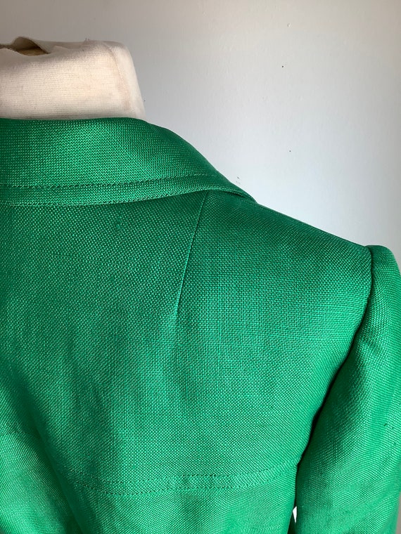 1990s hopsack silk emerald green blazer - image 6
