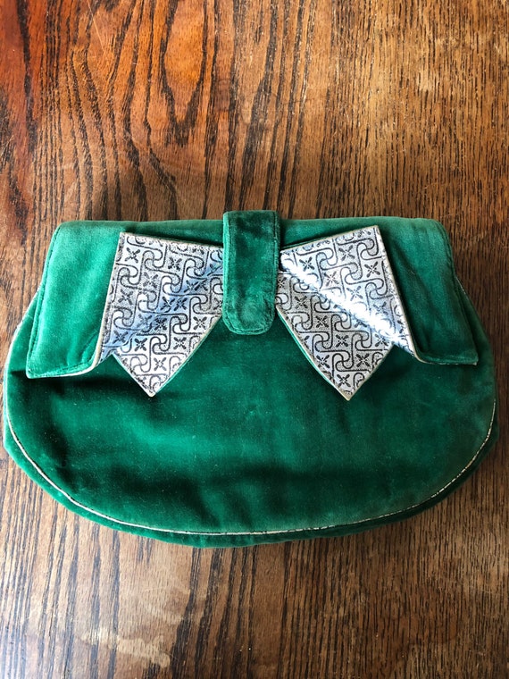 Vintage clutch - 1950s clutch - velvet clutch - ev