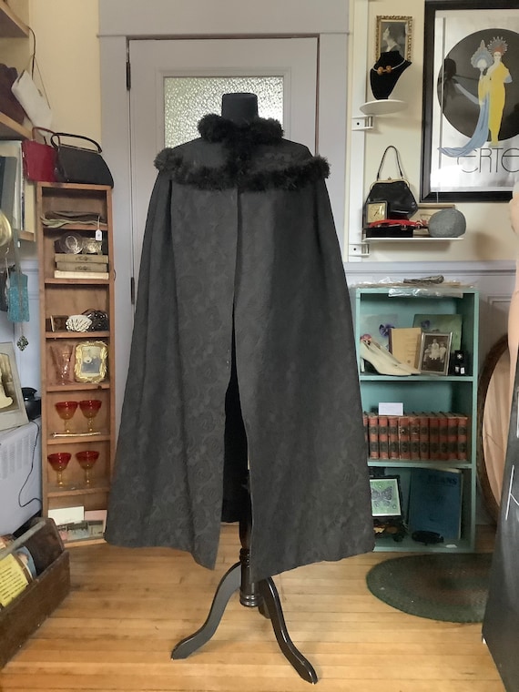 Victorian era cape - 1890s cape - antique brocade