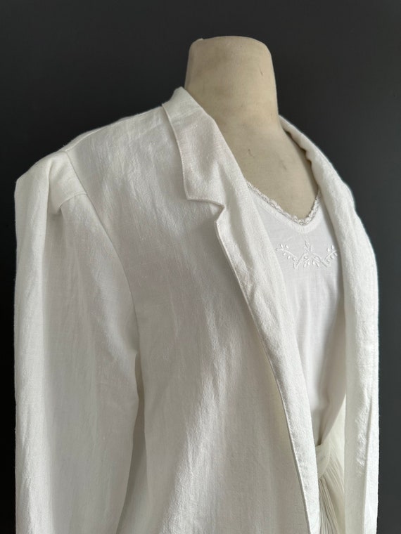 Vintage white linen summer blazer - image 3