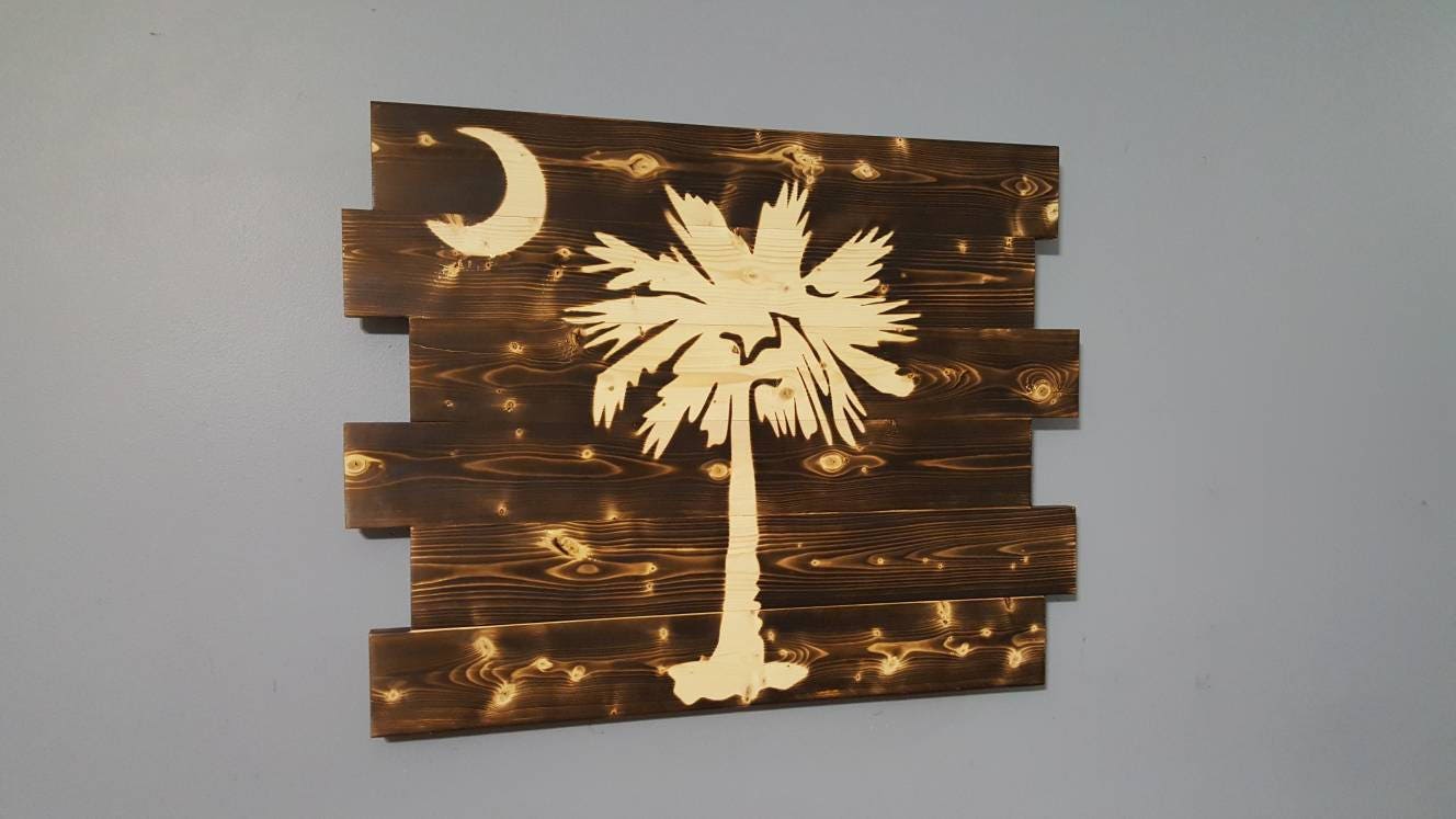 South Carolina State Flag Palmetto Tree Rustic Wall Art - Etsy