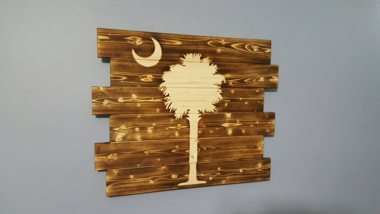 South Carolina State Flag Palmetto Tree Rustic Wall Art | Etsy