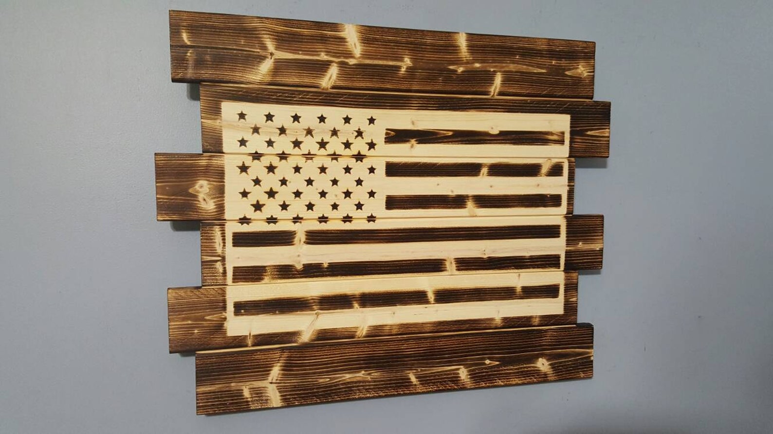 American Flag Wooden Wall Art Rustic Sign Decor Etsy