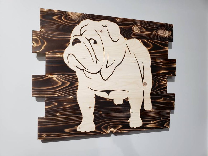 Bulldog Wooden Rustic Wall Art English Bulldog 