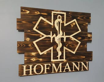 EMS, Emergency Medical Services, EMT, Star of Life, EMS Logo, Paramedic, Rustic Wall Art