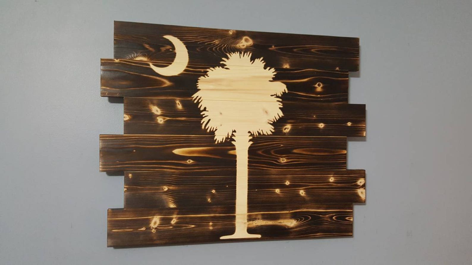 South Carolina State Flag Palmetto Tree Rustic Wall Art | Etsy
