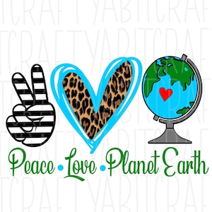 平和と愛の惑星地球/地球の日/地球儀 SVG、PNG、昇華、シルエット、クリカット、ベクターアート