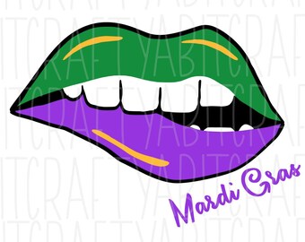 Mardi Gras Lips SVG, PNG, sublimation, digital download, cricut, silhouette, waterslide, print n cut, hand drawn - bonus file included!