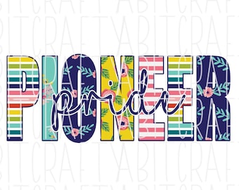 Pioneer Pride/Multicolor/Back to School/Mascot PNG/Sublimation, Digital Download