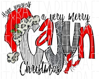 Buon Natale Cajun/Sud/Natale del Sud/Louisiana/Cajun/Creolo png, sublimazione, download digitale - disegnato a mano