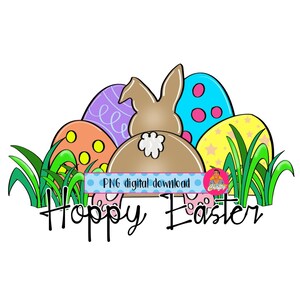 Happy Easter/Easter Bunny/Easter Sublimation PNG, Sublimation, digital download, cricut, silhouette, print and cut, waterslide - hand drawn
