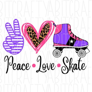 Pace, amore, skate SVG, PNG, sublimazione, download digitale, cricut, silhouette - 2 stili inclusi