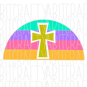Sunset Cross SVG, PNG, sublimatie, digitale download, cricut, silhouet, waterglijbaan, print en knip, vector kunst