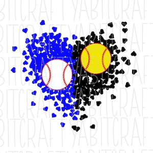 Baseball/Softball Split Heart PNG, sublimation, digital download