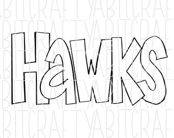 Hawks SVG/PNG/Sublimation Digital Download - Hand Drawn