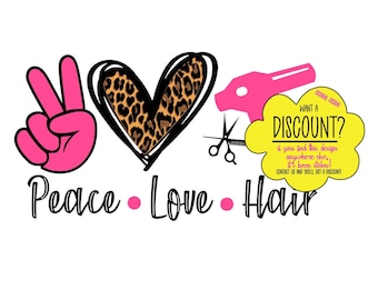 Peace Love Hair svg, png, sublimation, digital download, silhouette, cricut, vector art