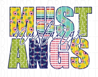 Mustangs Multicolor PNG/Sublimation, Digital Download, Print then cut, back, to school, Teacher Design
