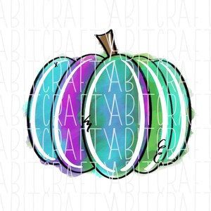 Diseño de calabaza de otoño en acuarela, sublimación PNG, descarga digital, dibujado a mano