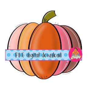 Multicolored Fall Pumpkin/Autumn png sublimation, digital download, print then cut, DTG - hand drawn doodle pumpkin