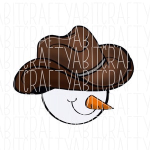 Snowman with Cowboy Hat/Winter/Snow png, sublimation, digital download - hand drawn