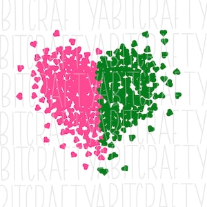 Rosa und grünes Herz png, Sublimation, digitaler Download