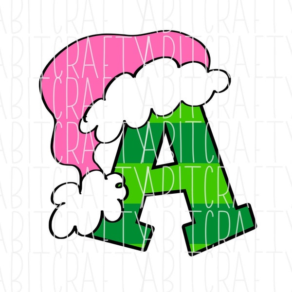 Letter A Pink/Mascot/Team/Initial/Christmas/Monogram/Xmas/Santa Hat svg/ png, sublimation, digital download, cricut, sublimation