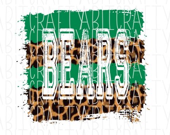 Osos leopardo/Mascota del equipo/Orgullo escolar PNG/Archivo de sublimación, descarga digital
