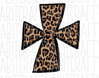 Leopard Cross svg, png, sublimation, digital download, cricut, silhouette, waterslide, print and cut, vector art - Fully Cuttable!