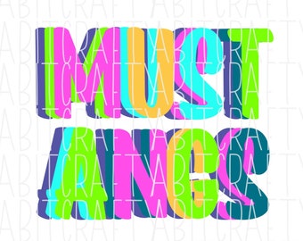 Mustangs Multicolored Letters/Team Spirit/Pride/Back to School svg, png/Sublimation, Digital Download