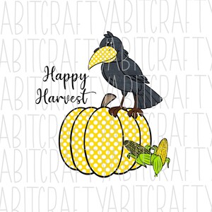 Happy Harvest Crow png, jpeg, Sublimation, digitaler download