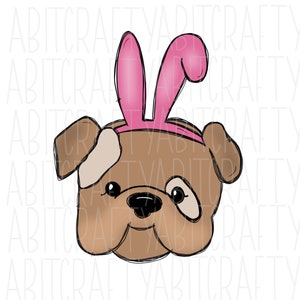 Easter/Bulldog With Bunny Ears PNG, Sublimation, digital download - hand drawn
